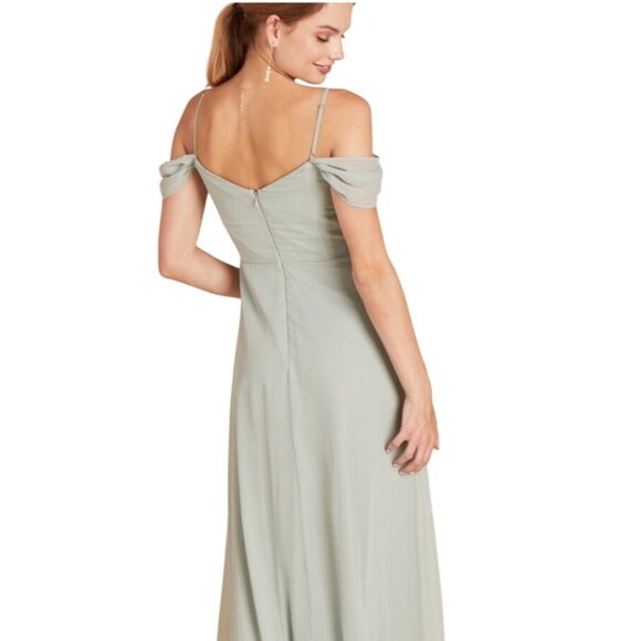 Birdy Grey Spence Convertible Bridesmaid Dress Size M Sage Green Chiffon Maxi - Picture 3 of 9